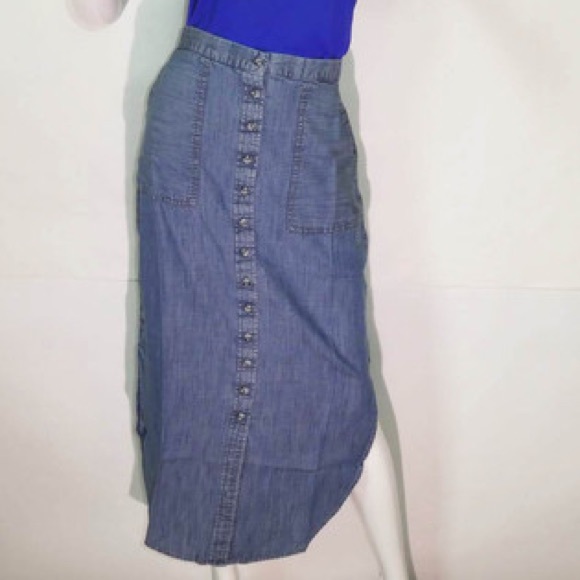 Kavu Dresses & Skirts - Kavu True Outdoor Wear Semi-fitted high waist button up denim skirt blue small